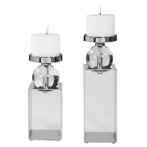 Uttermost Contemporary Crystal Candle Stand for Pillars - Set of 2