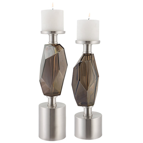 Uttermost Contemporary Geometric Novelty Candlestick Set - Set of 2