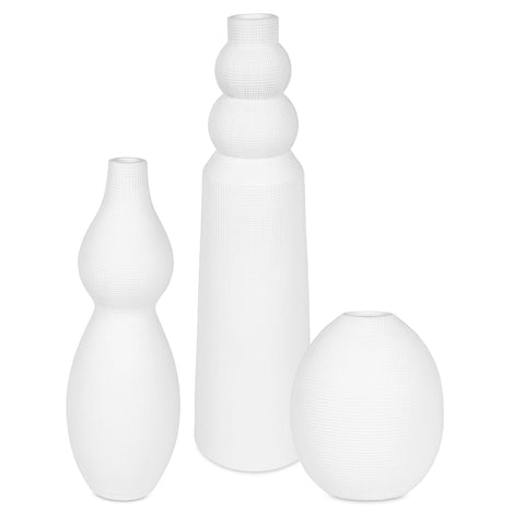 Decorating Essentials Asymmetrical Geometric Vase Set in Matte Ceramic