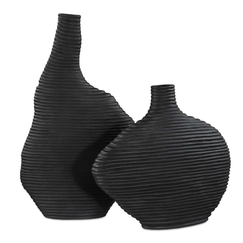 Decorating Essentials Asymmetrical Art Vase in Matte Black Ceramic