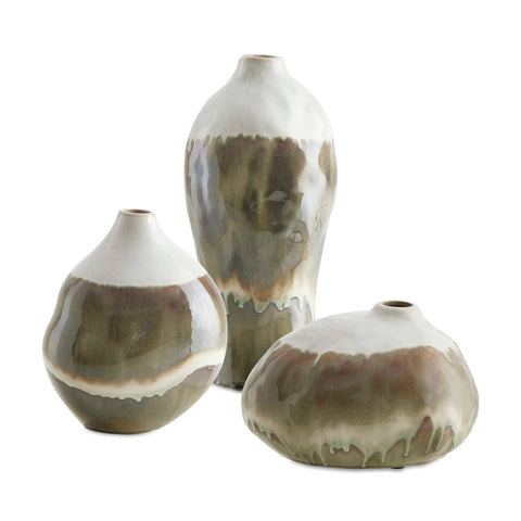 Outdoor Living & Garden Modern Asymmetrical Ceramic Vase Set