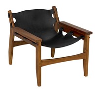 Nomo Timeless Minimalist Teak Leather Armless Armchair