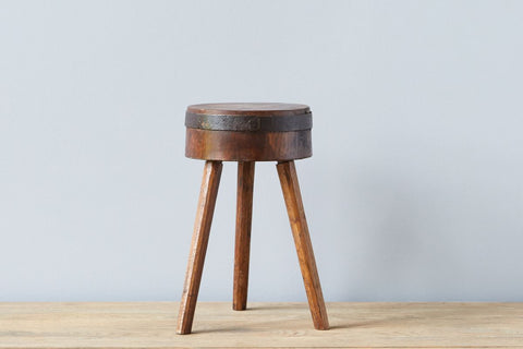 Timeless Minimalist Rustic Accent Stool with Tapered Legs