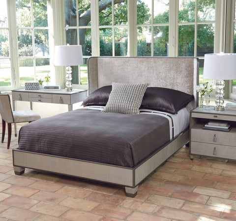 Global Views Contemporary Wingback Platform Bed with Headboard - Argento - King