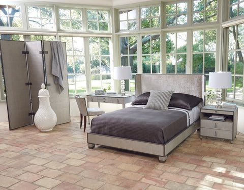 Global Views Contemporary Wingback Platform Bed with Headboard - Argento - King