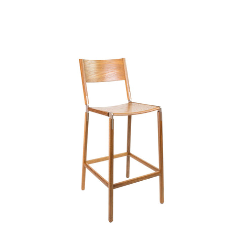 Stanyan Timeless Minimalist Oak Slat Back Bar Stool
