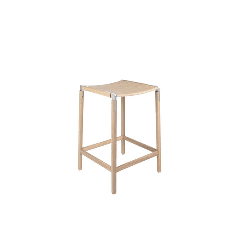 De Haro Timeless Minimalist Oak Cylinder Leg Counter Stool