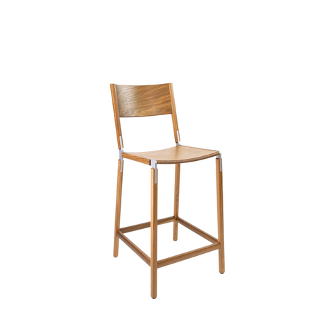 Linden Timeless Minimalist Oak Counter Stool with Slat Back
