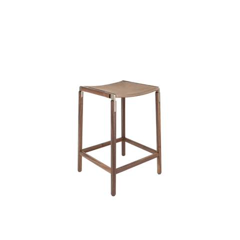 De Haro Timeless Minimalist Walnut Bronze Counter Stool