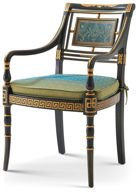 Artful Traditionalist Upholstered Fauteuil with Scroll Arms Armchair