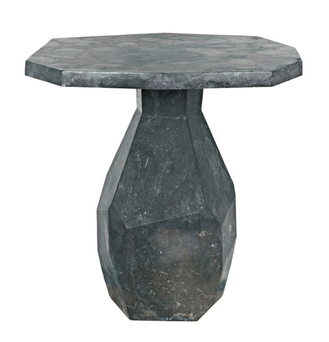 Modern Marble Hexagonal Center Table with Drum Base Accent Table