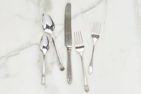 etúHOME Vintage Polished Silver Dinner Fork Set - Set of 5