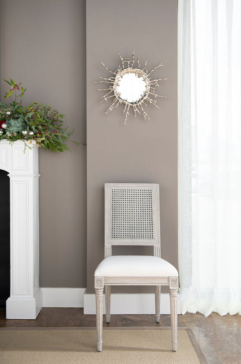 Artful Traditionalist Fauteuil with Fluted Leg Dining Side Chair