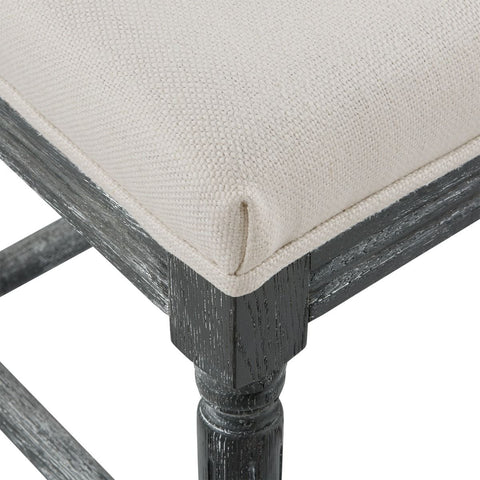 Artful Traditionalist Upholstered Oak Counter Stool with Fluted Leg
