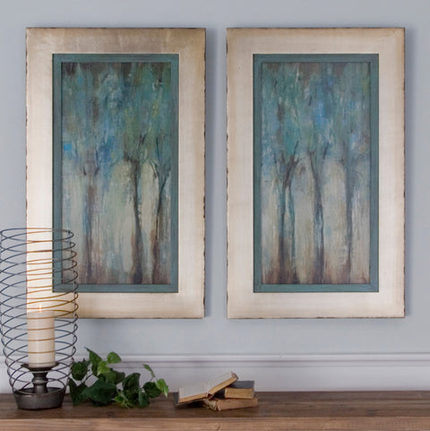 Uttermost Whispering Wind Modern Abstract Print Rectangle Wall Art - Set of 2