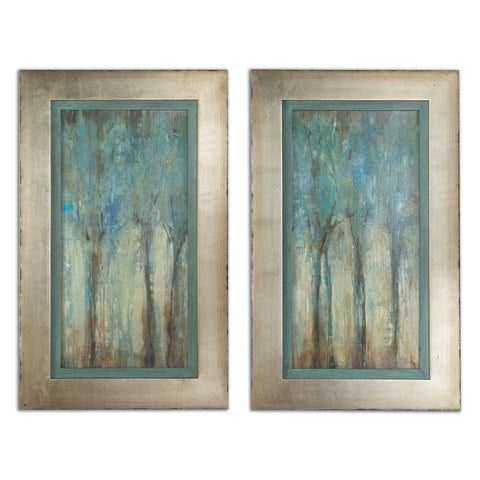 Uttermost Whispering Wind Modern Abstract Print Rectangle Wall Art - Set of 2