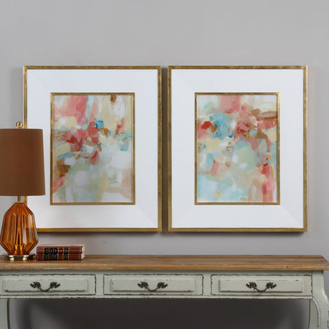 Uttermost A Touch Of Blush And Rosewood Fences Art Contemporary Framed Print - Set of 2