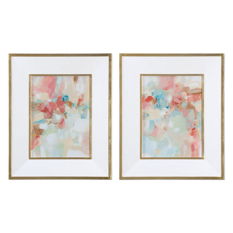 Uttermost A Touch Of Blush And Rosewood Fences Art Contemporary Framed Print - Set of 2
