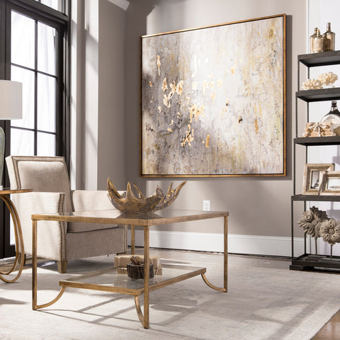 Golden Raindrops Modern Abstract Art Framed Handcrafted Painting