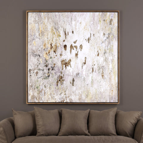 Golden Raindrops Modern Abstract Art Framed Handcrafted Painting