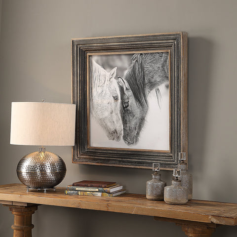 Custom Black And White Horses Print Rustic Photograph Wall Art