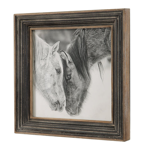 Custom Black And White Horses Print Rustic Photograph Wall Art