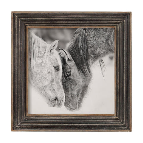 Custom Black And White Horses Print Rustic Photograph Wall Art
