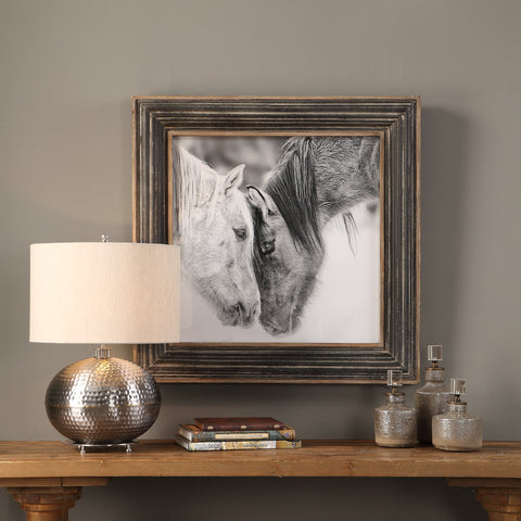 Custom Black And White Horses Print Rustic Photograph Wall Art