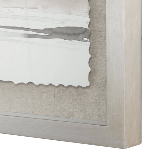 Uttermost Abstract Transitional Square Print with Silver Shadow Box Frame Wall Art - Set of 2