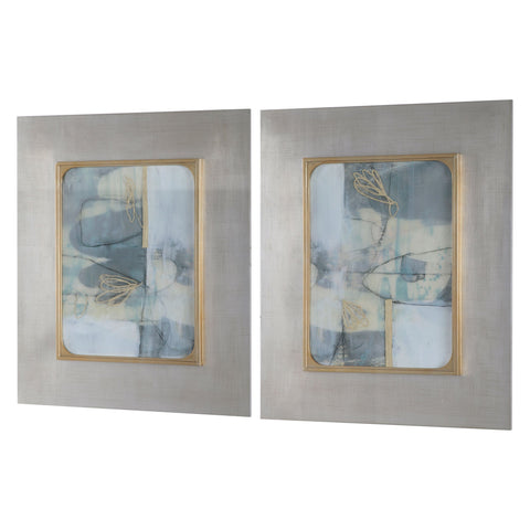Uttermost Gilded Whimsy Abstract Prints Framed Rectangle Wall Art Set - Set of 2