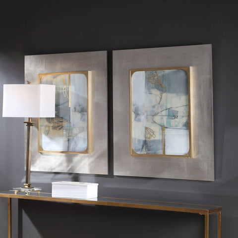 Uttermost Gilded Whimsy Abstract Prints Framed Rectangle Wall Art Set - Set of 2