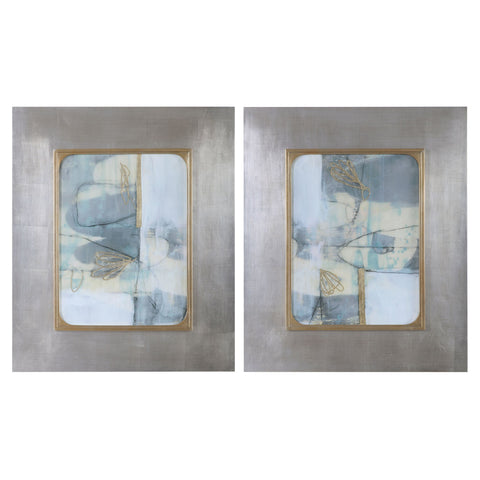 Uttermost Gilded Whimsy Abstract Prints Framed Rectangle Wall Art Set - Set of 2