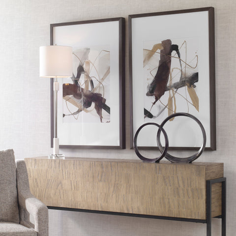 Uttermost Burgundy Interjection Abstract Matte Framed Print Set Wall Art - Set of 2