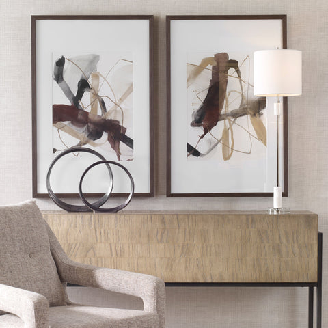 Uttermost Burgundy Interjection Abstract Matte Framed Print Set Wall Art - Set of 2