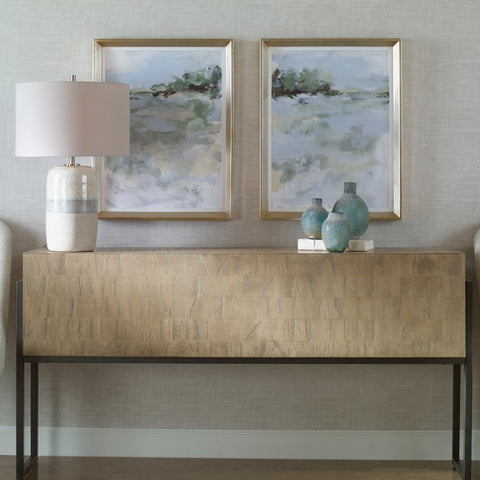 Uttermost Far Away View Modern Abstract Framed Print Wall Art - Set of 2