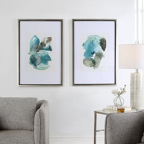 Uttermost Blueprints Watercolor Prints Modern Framed Wall Art Set - Set of 2