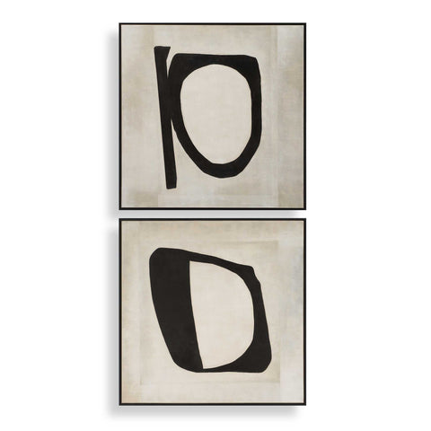 Uttermost Characters Abstract Art Modern Handcrafted Square Painting - Set of 2