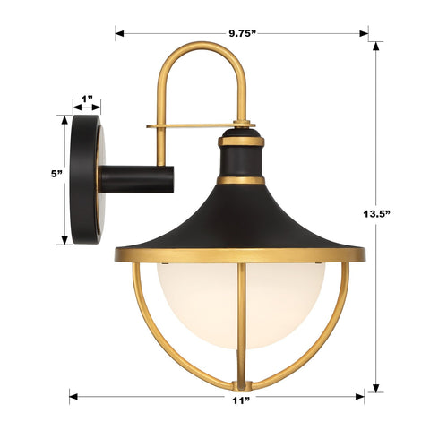 Atlas Nature-Driven Modernist Sconce in Matte Black and Gold