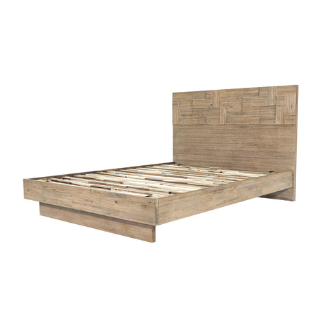 LH Imports Art Deco Atlantis Platform Bed with Plank Headboard - Medium - King - Queen