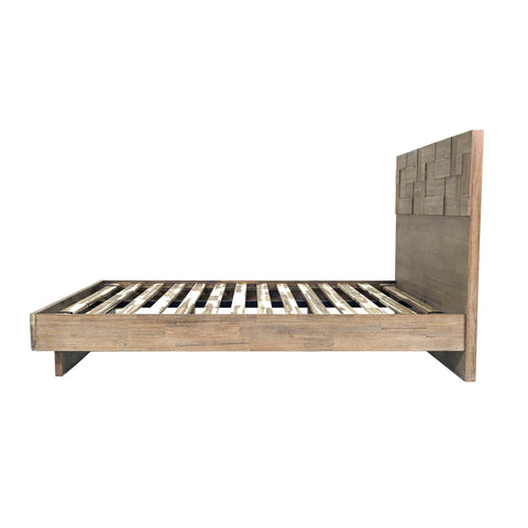 LH Imports Art Deco Atlantis Platform Bed with Plank Headboard - Medium - King - Queen