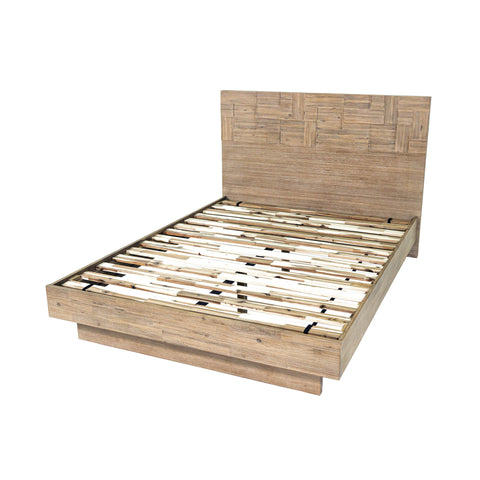 LH Imports Art Deco Atlantis Platform Bed with Plank Headboard - Medium - King - Queen