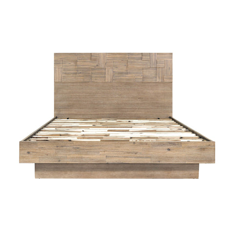 LH Imports Art Deco Atlantis Platform Bed with Plank Headboard - Medium - King - Queen