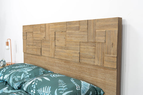 LH Imports Art Deco Atlantis Platform Bed with Plank Headboard - Medium - King - Queen