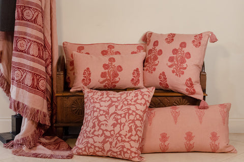 Powered by People Artful Traditionalist Bohemian Floral Hand Block Print Pillow Cover - 20 x 20