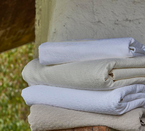 Organic Stitched Cotton Coverlet