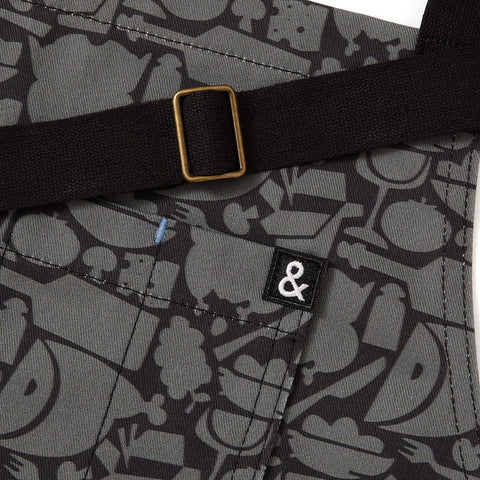 Bib Geometric Print Adjustable Apron with Patch Pockets