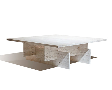 Timeless Minimalist Modern Stone Square Coffee Table