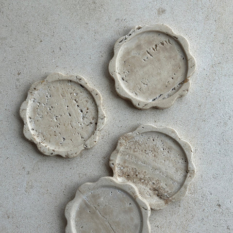 Sun Coaster Set in Travertine