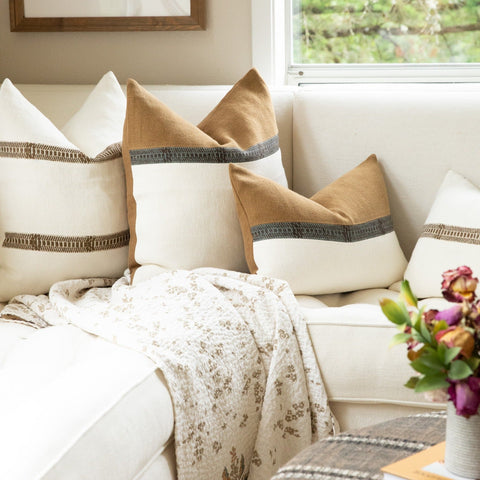 Filling Spaces Classic Contemporary Accent Square Linen Throw Pillow - 22 x 22 - 24 x 24 - 14 x 20 - 26X 26 - 28 x 28 - 30 x 30 - 14 x 40 - 18 x 40