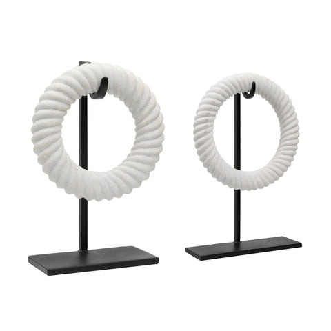 Armenta Sculpture Set of 2 Marble and Metal - White